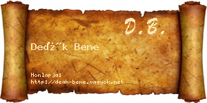 Deák Bene névjegykártya